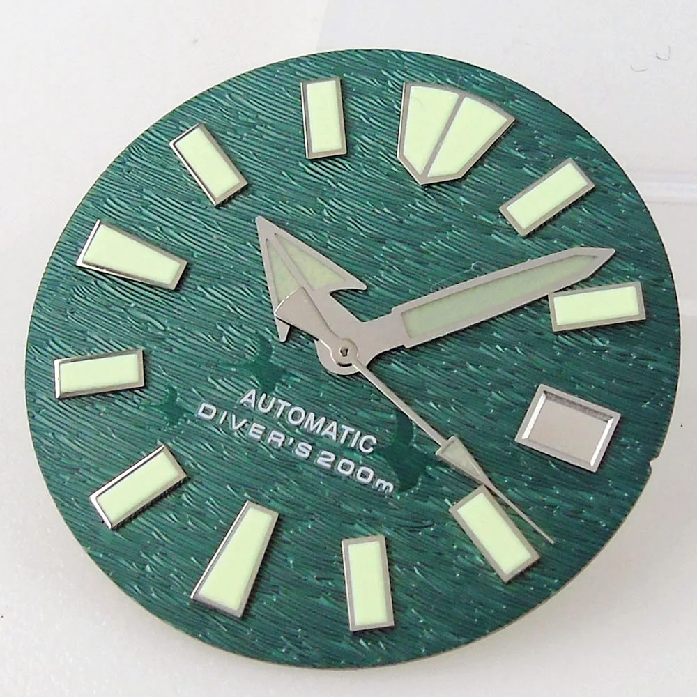 Sterile 3.8 Crown Watch Dial 29mm for NH35 NH36 movement Diver Seik Watch Mod Date Green Luminous