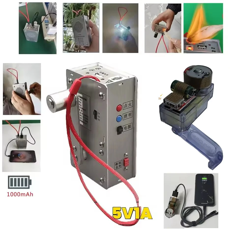 Hand Crank Motor Gear Generator Kit Survival Power Bank Emergency USB Charger