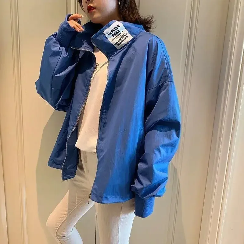 2026 Basic Jackets Woman Sun-protect Outwear Stand Collar Cool Street-wear Women's Colorful Casual Chic Sweet Jacket