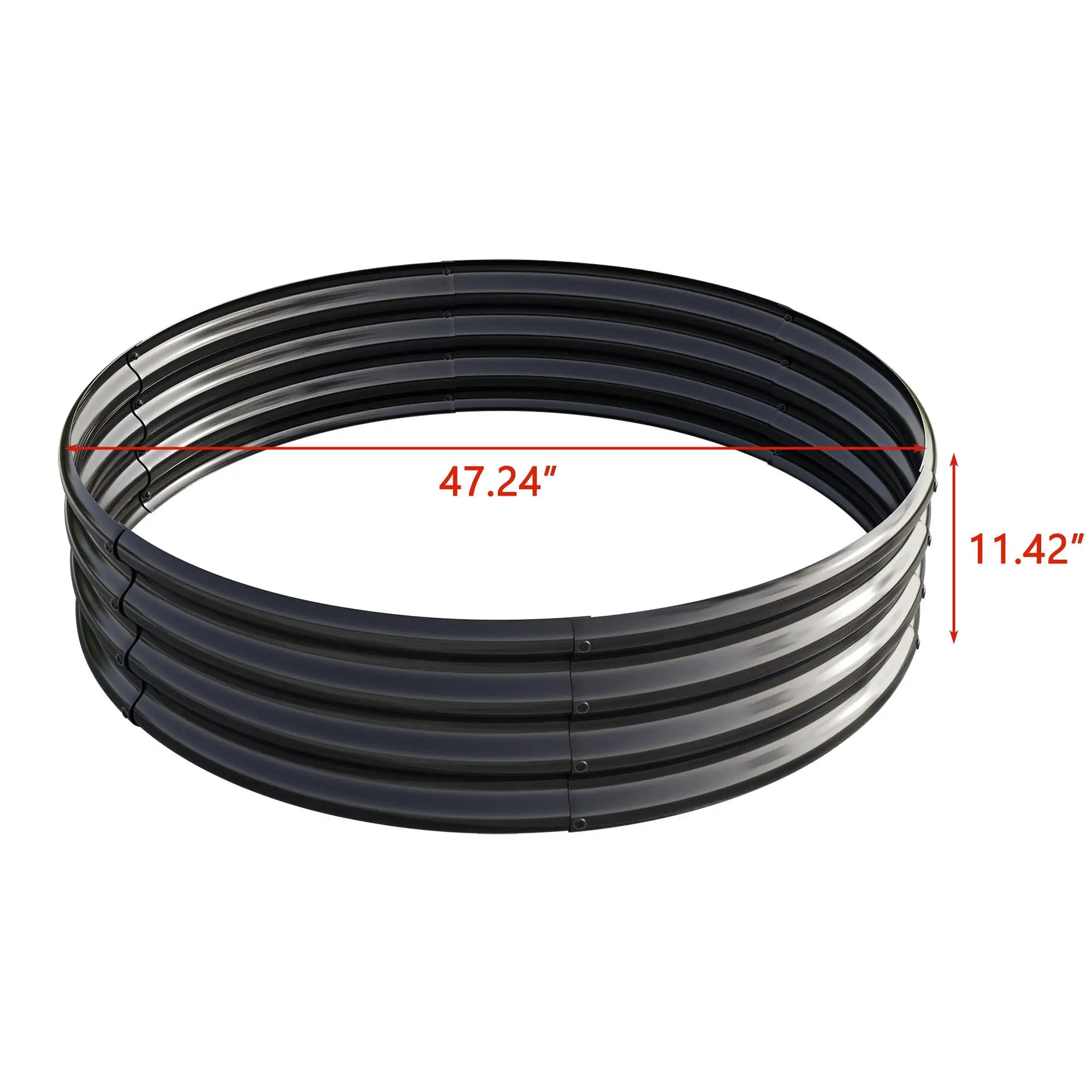 سرير حديقة مرتفع معدني 47.24 × 11.4 - صندوق زراعة طويل للخضروات والزهور والأعشاب والفواكه - سرير فناء خارجي، أسود