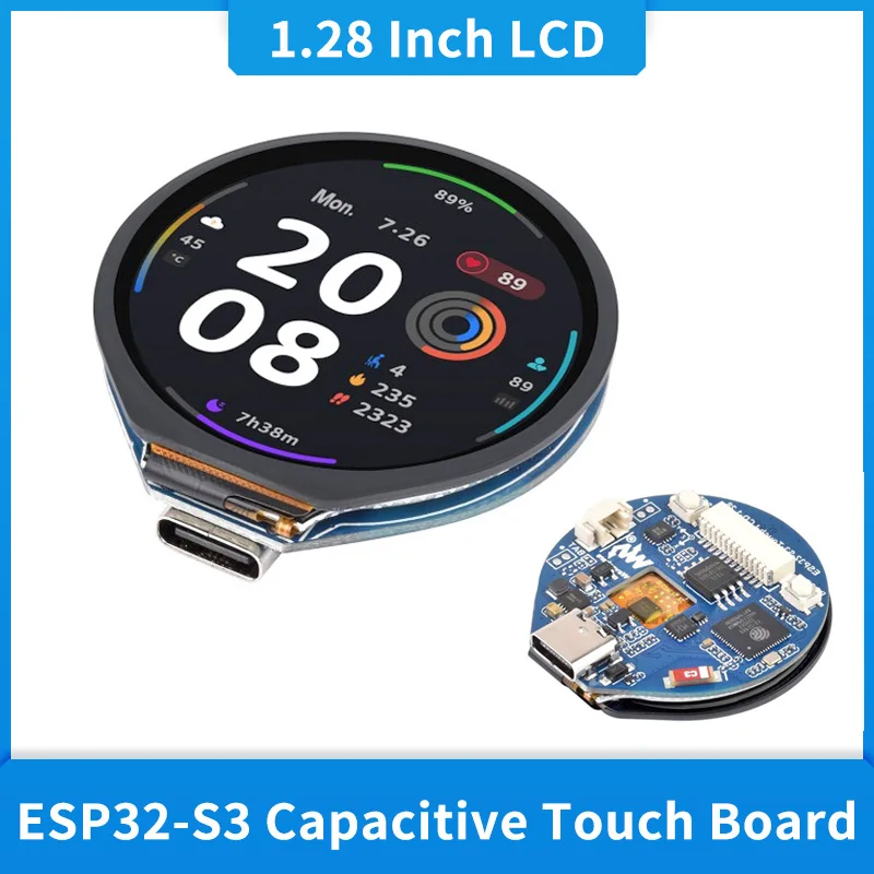 Imagem -01 - Placa de Desenvolvimento com Tela Sensível ao Toque Display Lcd Redondo com Wifi Acelerômetro Bluetooth Ble Sensor Giroscópio 1.28 Esp32-s3