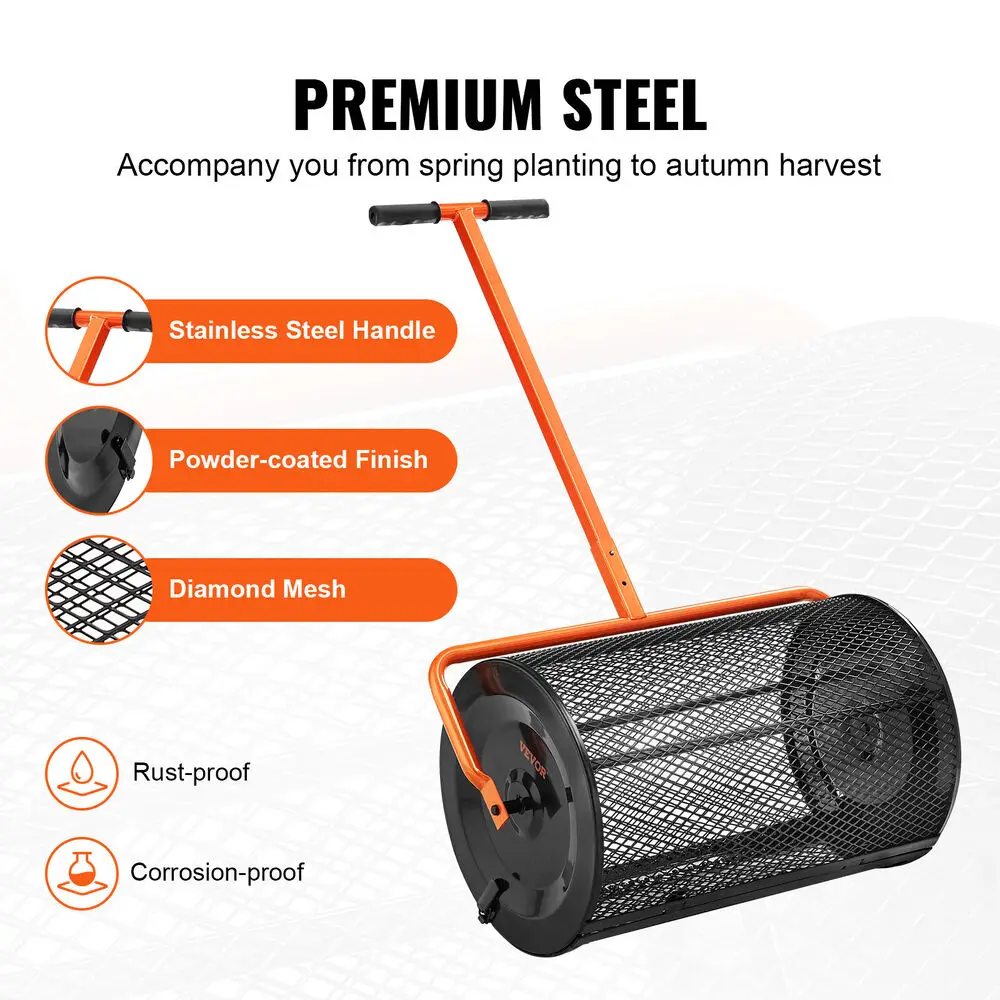 Compostspreider Turf Mos Spreider 24 "Brede 24.4-26.4" In Hoogte Verstelbaar