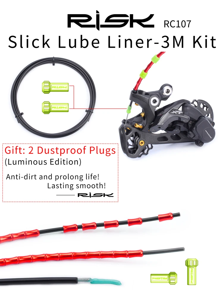 RISIKO 3 m Fahrradbremse Slick Lube Liner + 2 Staubstecker MTB Rennrad Schaltkabel Katheter Ölrohr Rohrgehäuse Innenleitung Lube – Detail 1