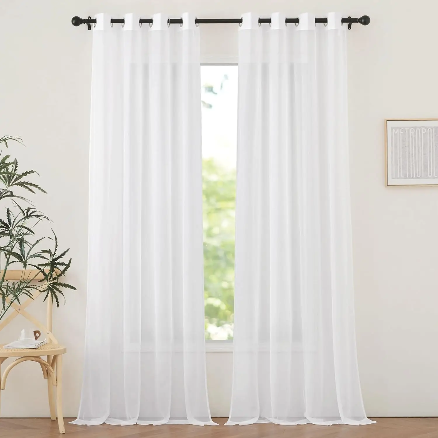 

Transparent curtains lightweight, breathable and elegant window screen for Living Room,Bedroom