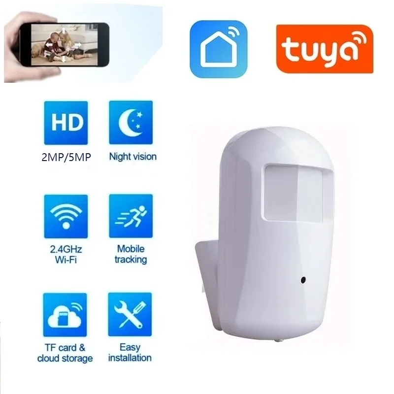 

2MP/5MP IP Camera Tuya Pir Style Mini Wifi Security Monitor Wireless 940 IR Night Vision Covert Indoor CCTV Camera SD Card Slot