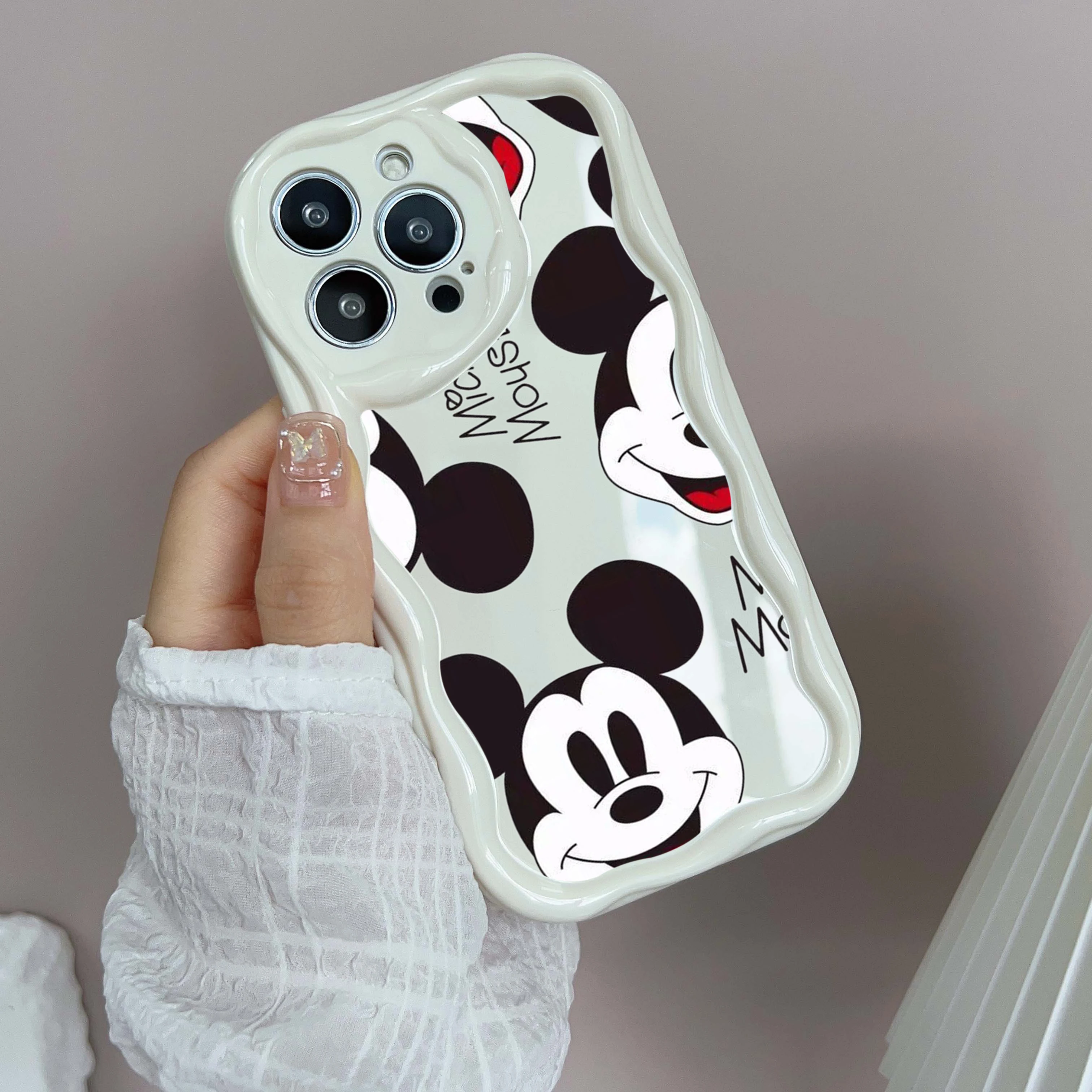 for iPhone 16 Pro Max Phone Case Cream pattern Wave edge TPU Soft Cases for iPhone 16 Plus SS29 Disney Mickey Mouse Mickey art