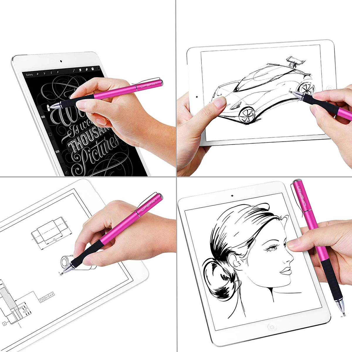 

Capacitor Pen Set 2 Knit Fiber Tips 2 Round Silicone Sensitive Suitable Tablets Smartphones Touch Screen Writing Tool Phone