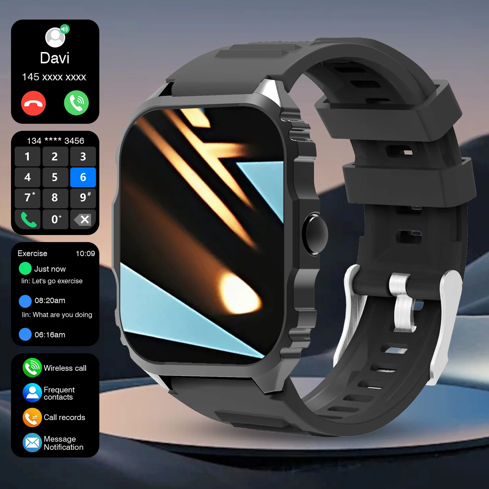 

Smartwatch Rechargeable Lithium Polymer Battery, Sports Tracker, Remote Camera, Alarm Clock, for Men, Women, Boys, Girls