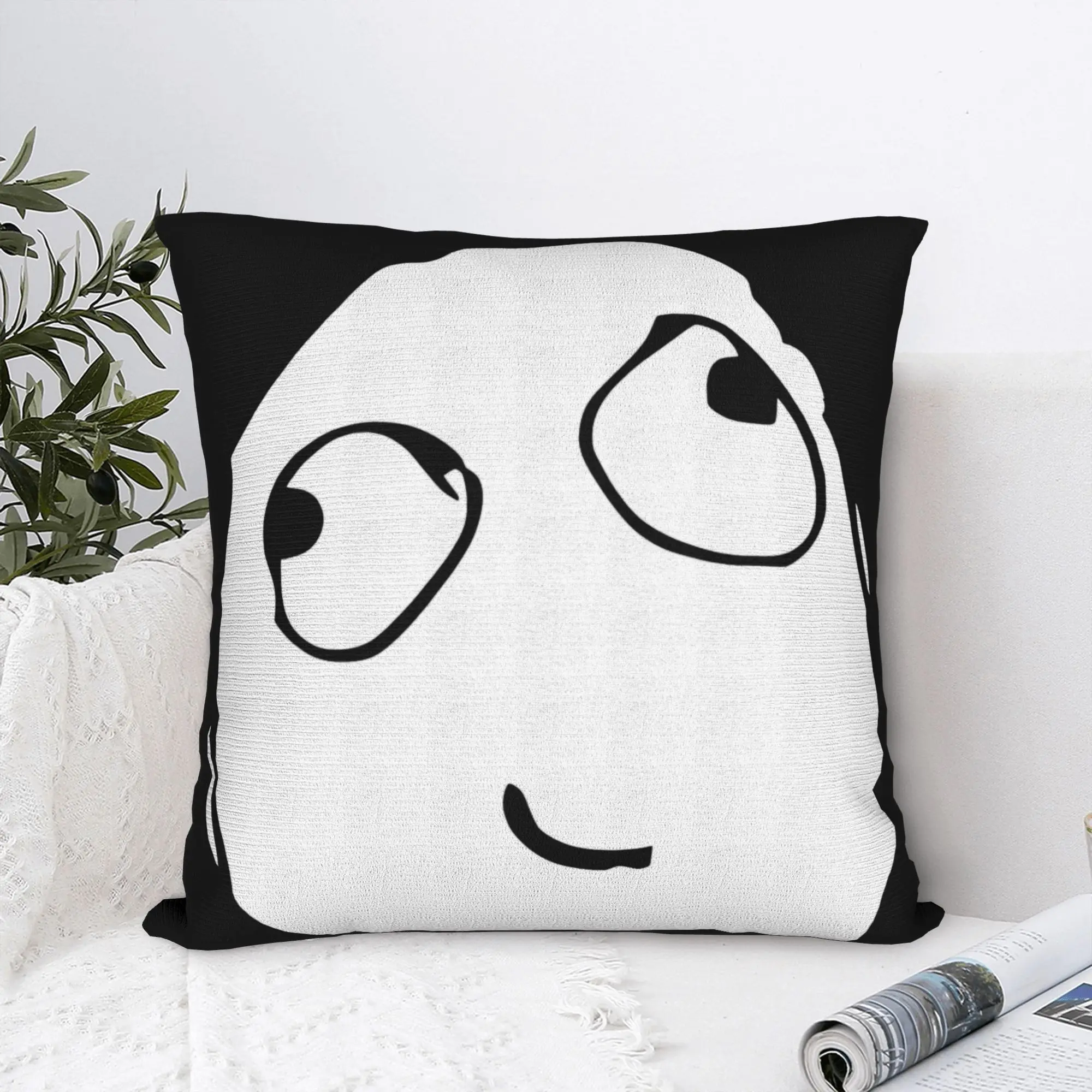 Derp Face Meme Trollface  Square Pillow Case Rage Comic Funny Anime  Cushion Covers Zippered Decor Pillowcase for Sofa 40*40cm