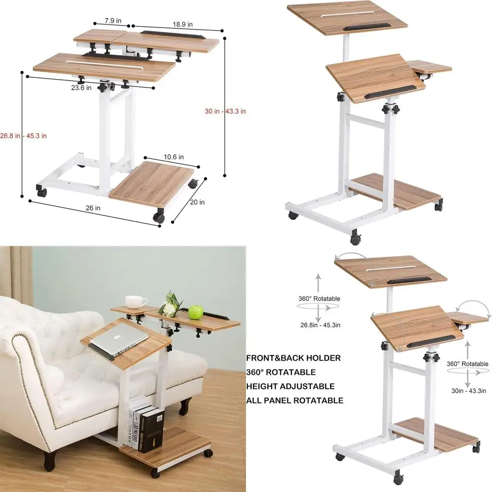 

Стол для ноутбука 3-в-1 с регулируемой высотой и креплением для монитора для дивана, кровати и офиса