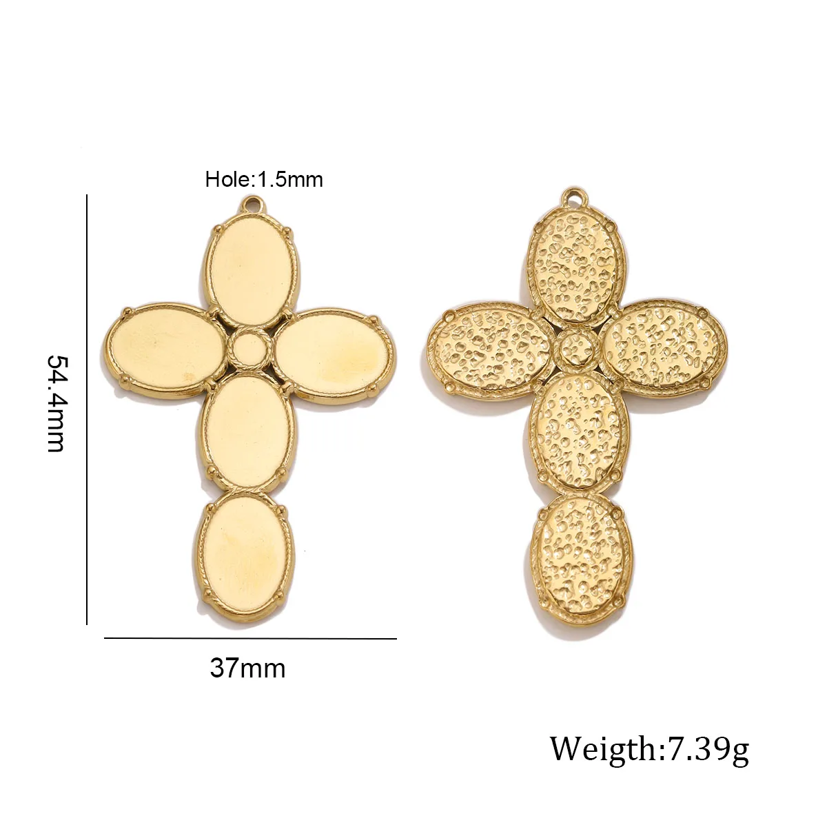 5pcs Hearts Ellipse Cross Blank Base Charms 18k PVD Stainless Steel DIY Connector Necklaces Jewelry Gifts Accessories Wholesale