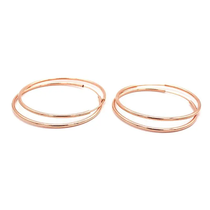 Senlissi-neue 18 Karat vergoldete 925er Sterling silber Damen Creolen 2,0mm Mode Ohrring Roségold cерьги kольца 30-70mm – Detail 6