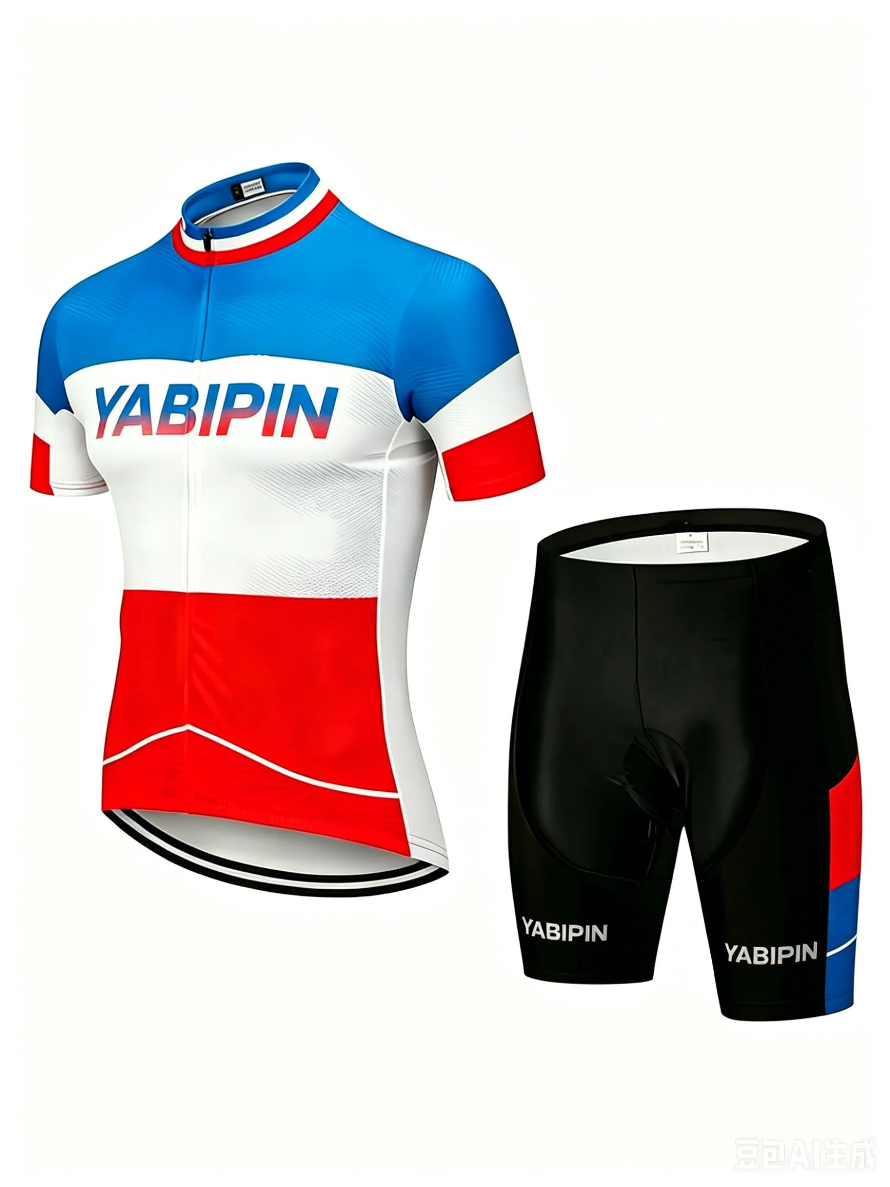 

Mountain Bike Set Men’s, Stand Collar Full Zip Short Sleeve Shorts with Letter Print, Breathable Quick Dry Cycling Jersey