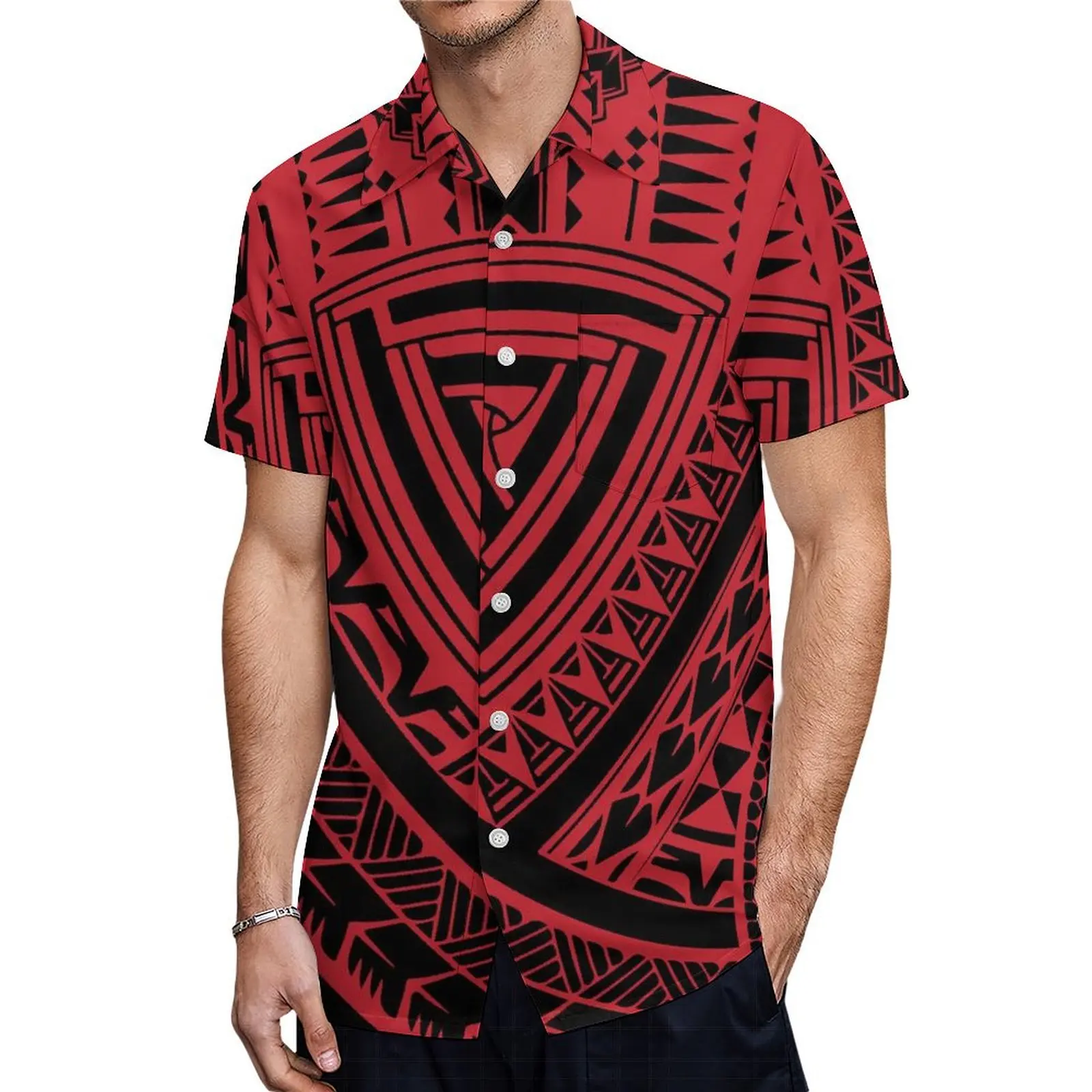 Polynesian Tribe Custom Patterned Couple Suit Women\'S V-Neck Dress Samoan Clothing Puletasi Fashion Suit And Men\'S Shirt