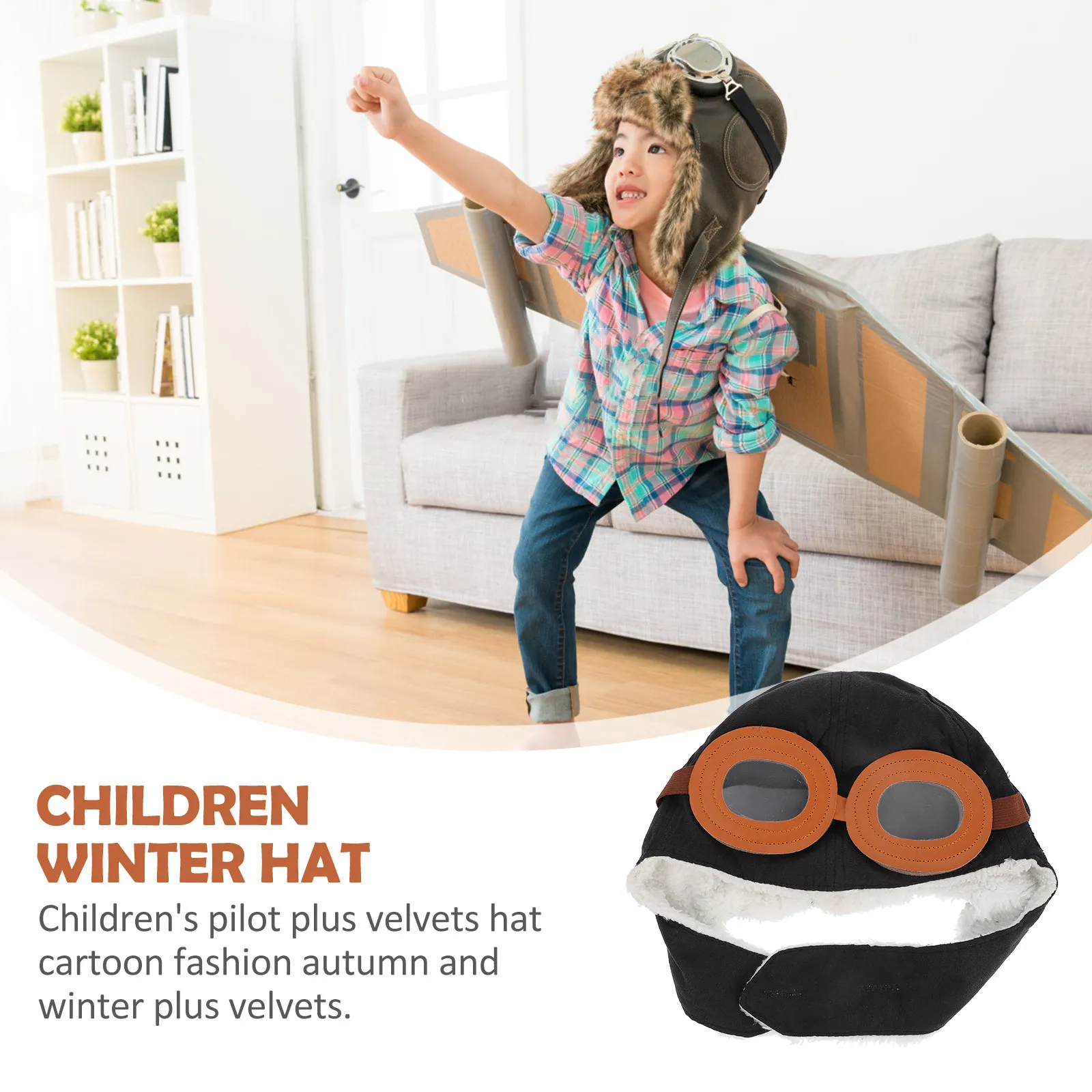 

1Pcs Warm Fleece Kids Hat Premium Cotton Children Winter Hat Fashionable Lightweight Unisex Headwear for Outdoor Indoor