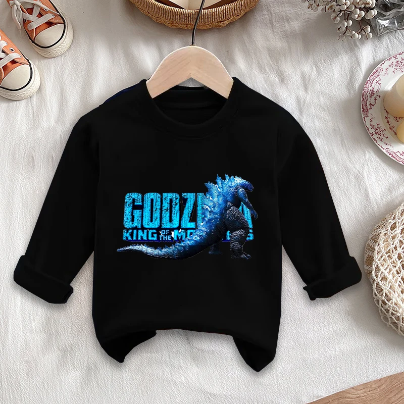 Godzillas T-shirt Fashion Long Sleeve Shirts Round Neck Outdoor Wear Cute Hip Hop Outfit Summer Sportwear Boys Birthday Clothes - view 4