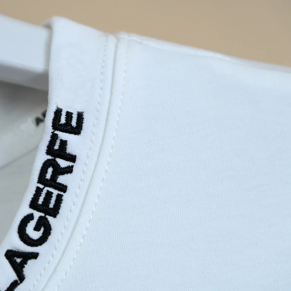 Zomer Nieuwe Sle Katoen Geborduurde Letter Ronde Ne Ort Sve T-shirt Vrouwen Diamond Embedded Ronde Ne T-shirt