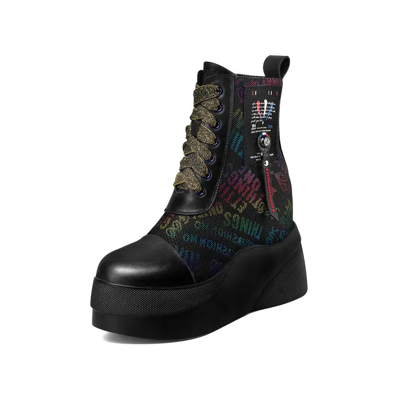 

2025 New Platform Women Boots Genuine Leather Chelsea Boots Sexy Colorful Ankle Shoes Autumn Fashion