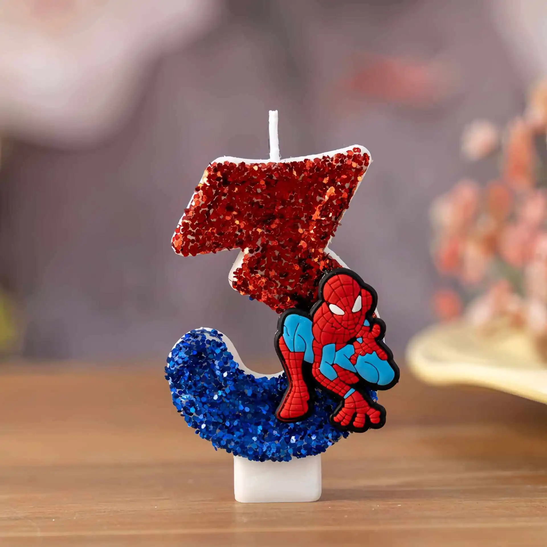 0-9 Superhero SpiderMan Fun Figure Candles Cute Cartoon Pattern Party for Birthday Candle Cake Decoration Children Party Gifts.