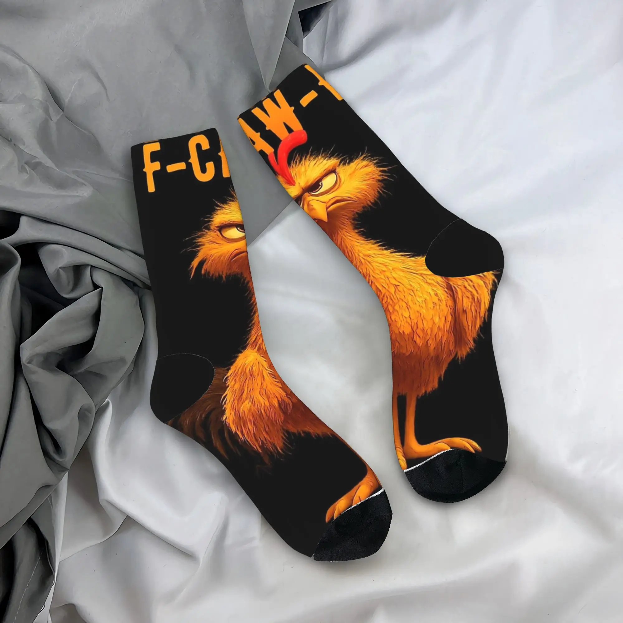 

F-Caw-F Chicken Angry Meme Носки Чулки с принтом Нескользящие мужские носки Мягкие осенние носки для бега в стиле ретро
