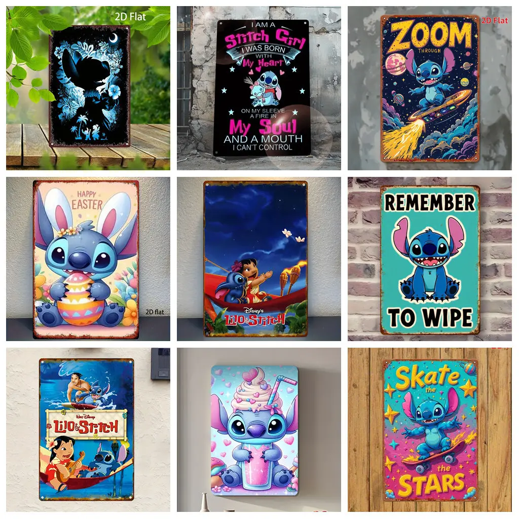 

Miniso Stitch - Slogan Selection Vintage Metal Tin Signs Posters Decor Retro Metal Plaque Wall Art Decor for Garage Bar