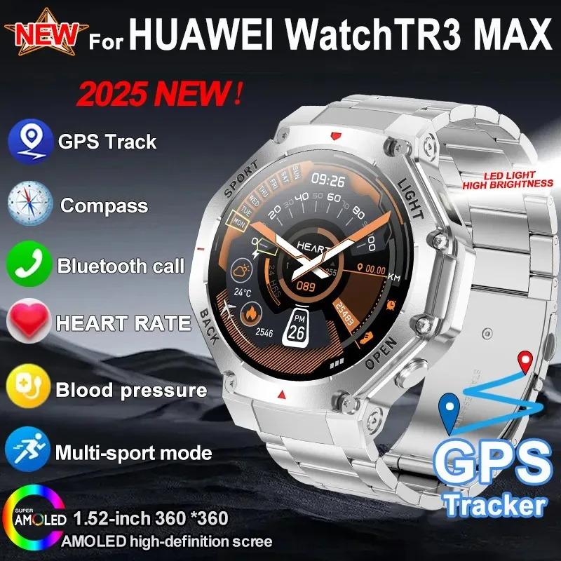 

2025 NEW Smart Watch Men 1.53-inch HD screen GPS Track Compass Blood pressure Bluetooth Call Waterproof Sports Smart Watch New