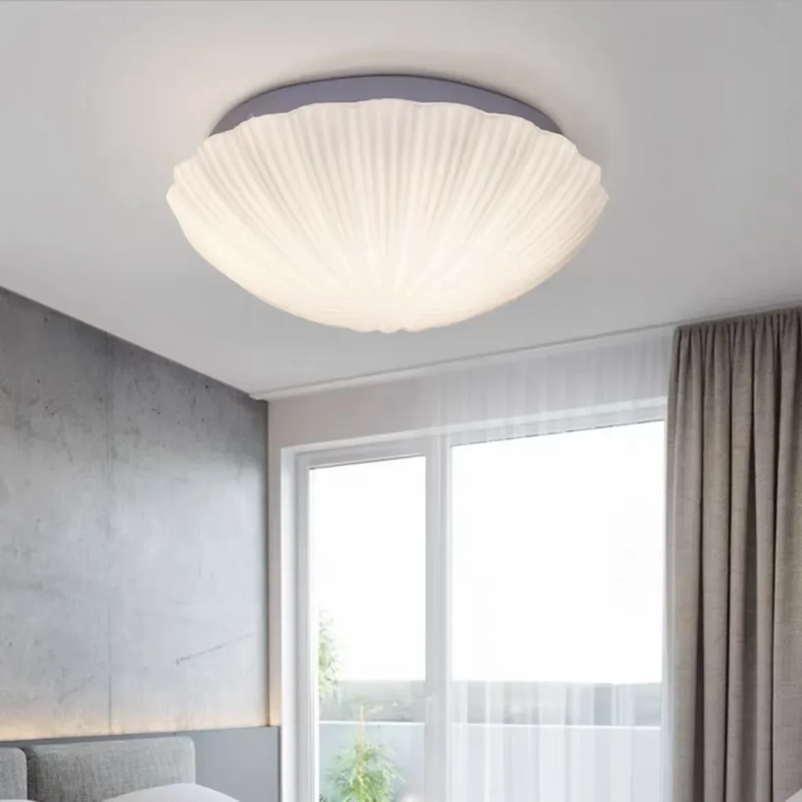 Shell pattern E27Bulb/LED Light D27/35 Home Deco Shell Shape Fixture Ceiling Minimalist Romantic Bedroom White Glass Conch  Lamp