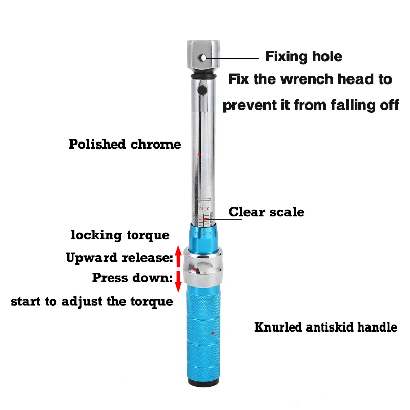 F50 Torque Wrench Interchangeable Head 2-60Nm 9*12mm Square Drive Accuracy 4%Car Repair Maintanence Spanner Multifunctional Tool