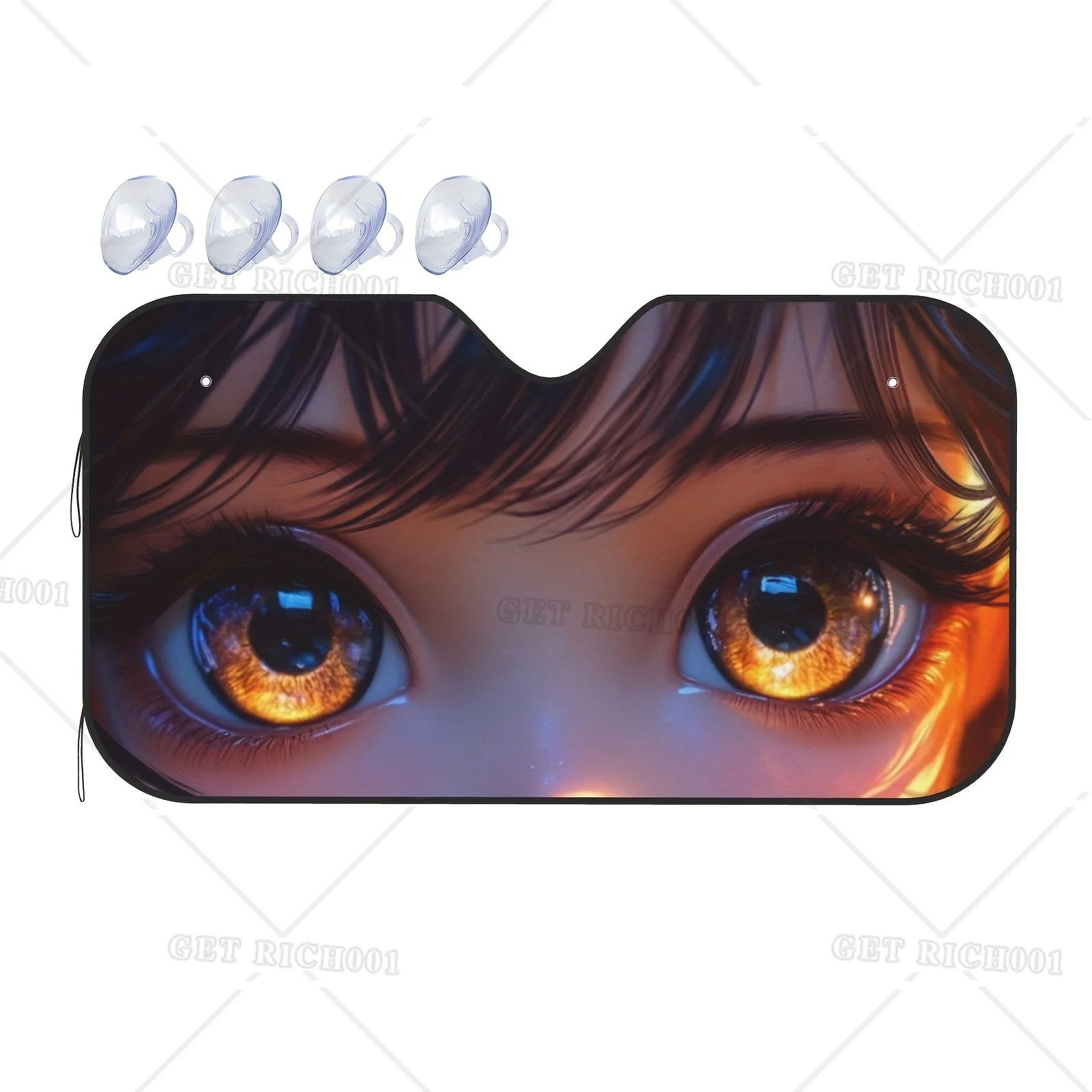 

1 шт., солнцезащитный козырек для автомобиля из полиэфирного волокна для глаз, солнцезащитный козырек на лобовое стекло, солнцезащитный козырек на окно с теплообменным покрытием, свернутая конструкция для удобного хранения