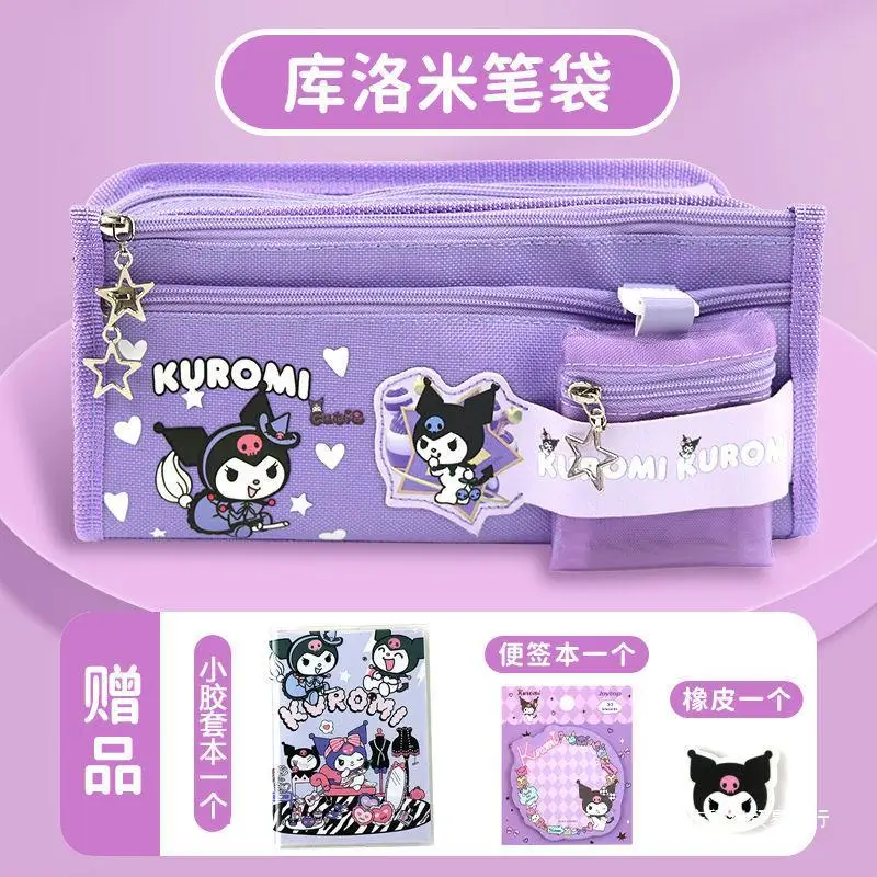 Sanrio Pencil Case Kawaii Kuromi Cinnamoroll Melody School Pencils Bag Large Capacity Pen Case Supplies Stationery Cosmetic Bags