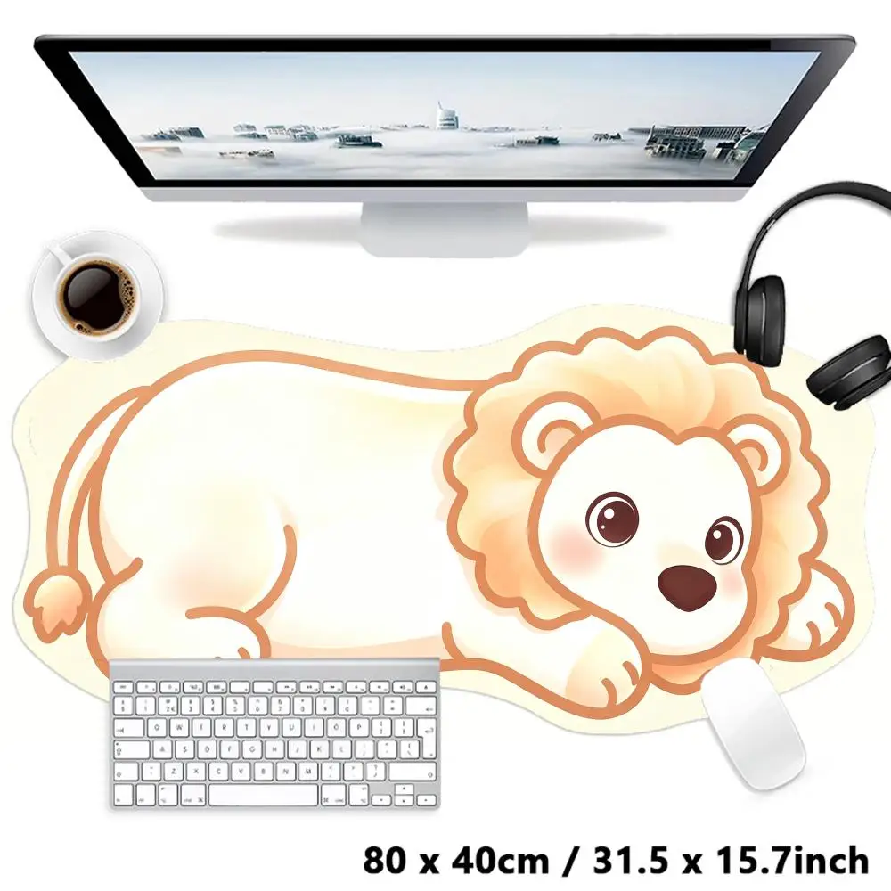 Cartoon Lion Lying Special Shaped Desk Mat Large Size Smooth Cloth Surface Creative For Kids Room