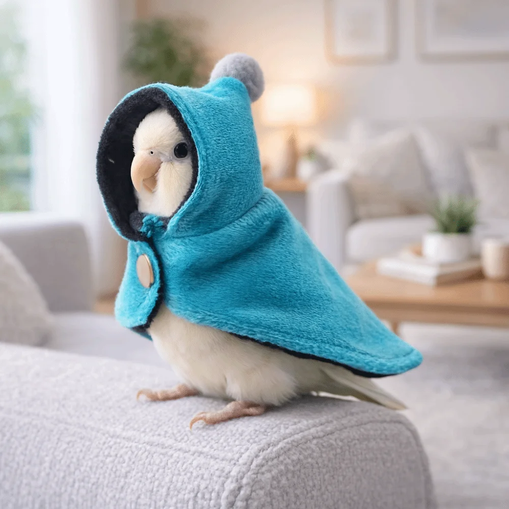 

Pet Birds Outerwear Winter Jacket for Birds Windproof Parrot Cape with Buckle Fixing Cozy Cockatiel Clothing for Weather Stylish