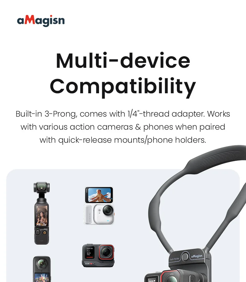 aMagisn Unsichtbare Magnetische Nackenhalterung POV-Halter für Gopro 13 12 11 DJI Action 6 5 Pocket 4 4P Insta360 AcePro Luna Ultra X5 X6 – Detail 19