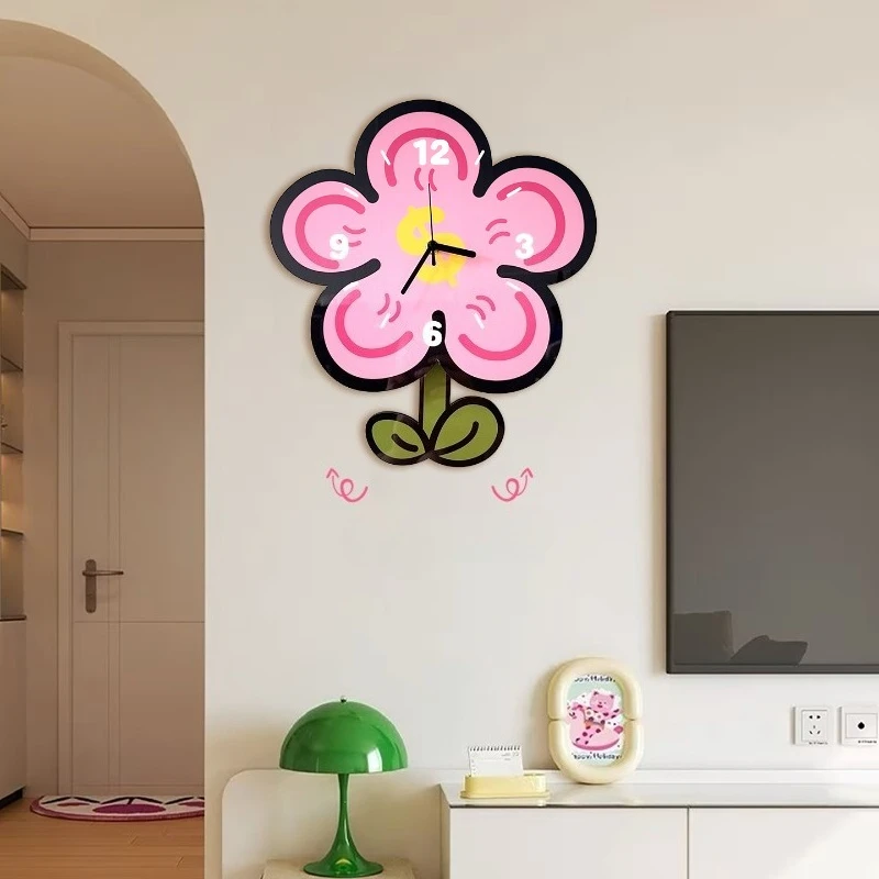 

Flowers Silent Wall Clock European Bedroom Pendulum Modern Wall Clocks Girls Cute Mecanismo Reloj Pared House Decoration