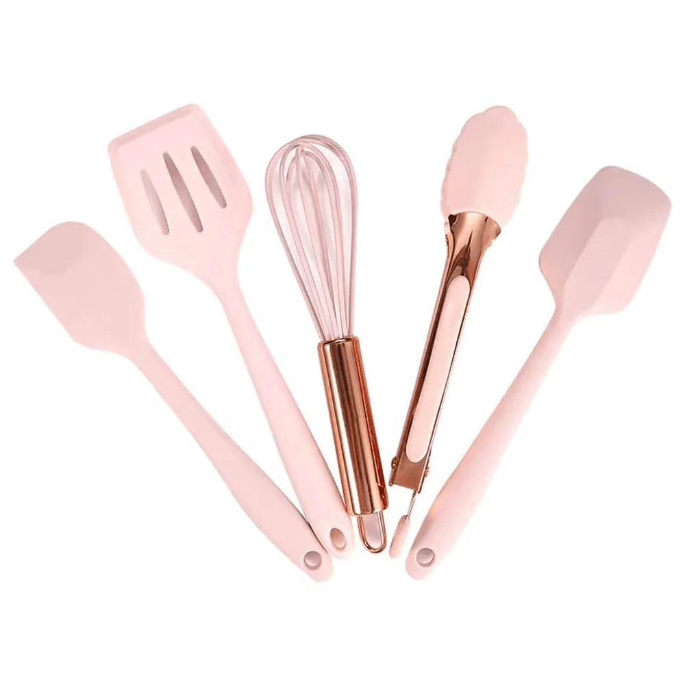 

5pcs, Mini Silicone Cooking Utensil Set, Whisk, Spoonula, Slotted Spatula,Spatula and Tong,Silicone Cooking Kitchen Utensils Set