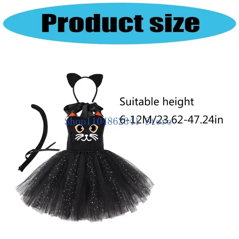 5ASD Animal Cats Costume Akcesoria z kotami Uszy Opaska na głowę sukienka Tutus dla dzieci Halloween Cosplay Party Props