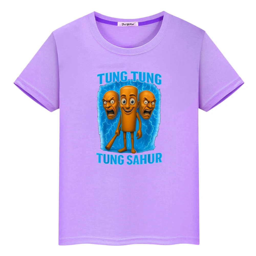 تي شيرت مطبوع من تونغ ساهر للأطفال الأولاد 10 سنوات 100% قطن تي شيرت أنيمي قصير لطيف تي شيرت كارتوني ملابس أطفال بناتي y2k #5