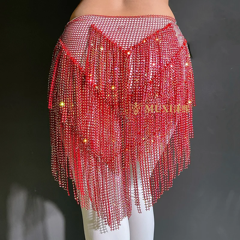 2025 New Belly Dance Waist Chain Mesh Diamond Hip Scarf Accessories Boutique Series Shining Diamond Bellydance Skirt Belt