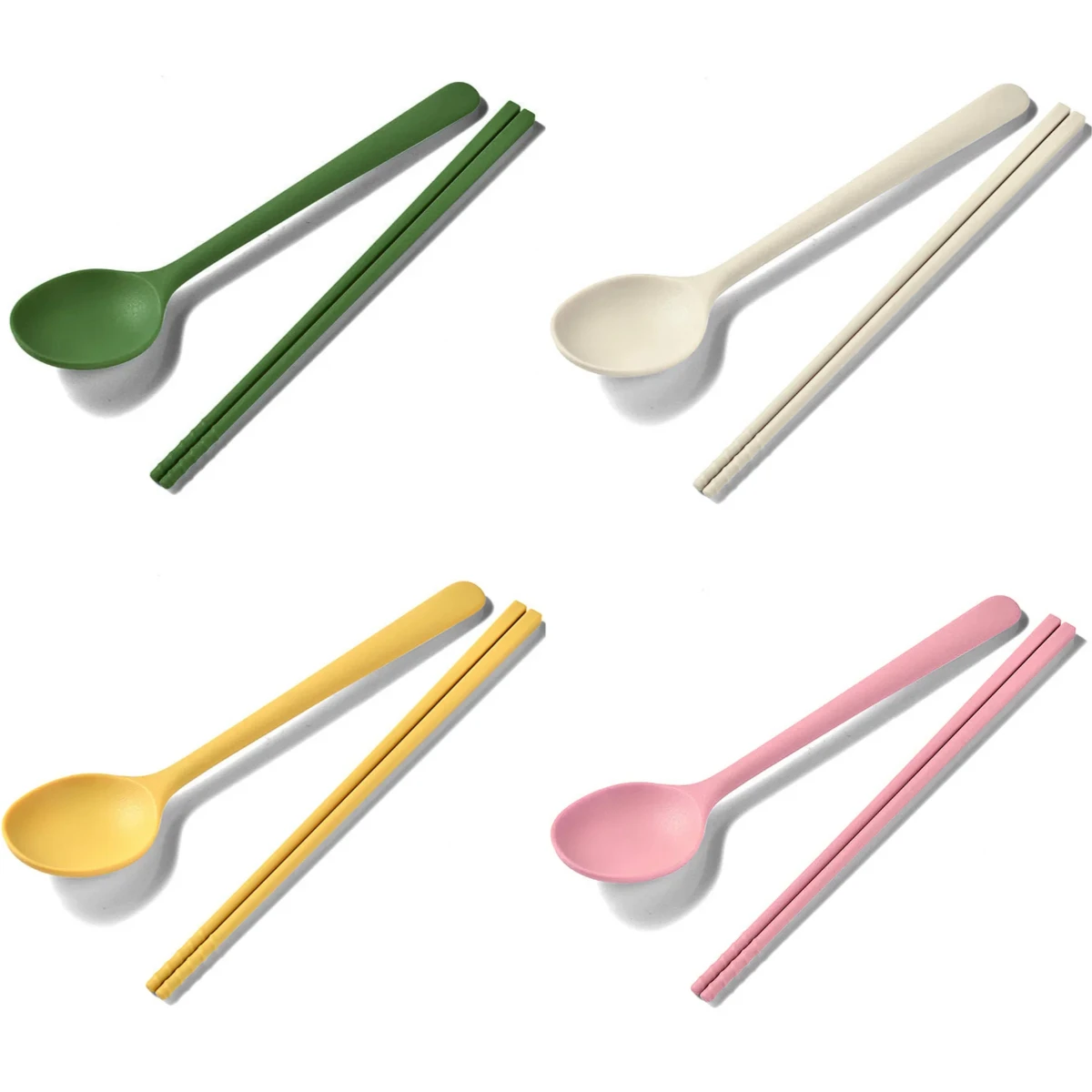 

Silicone Cutlery Set Non Slip Chopsticks and Main Spoon Cutlery Set Chopsticks and Spoon Stirring and Serving Kitchen Household