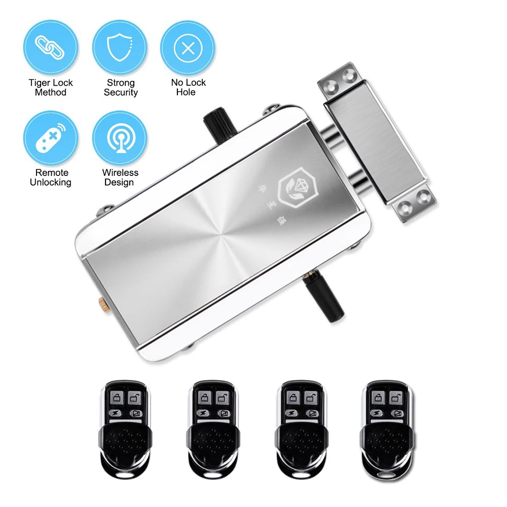 

Wireless Keyless 433MHz Remote Control Invisible Electric Motor Lock No Drill Hidden Installation