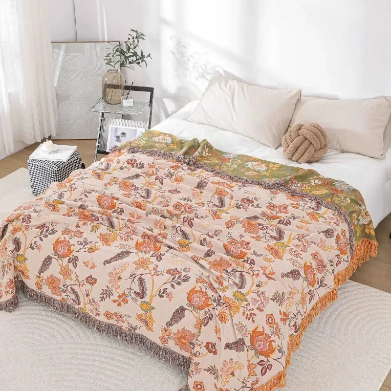 Flower melody pure cotton gauze summer cool quilt fringed towel quilt