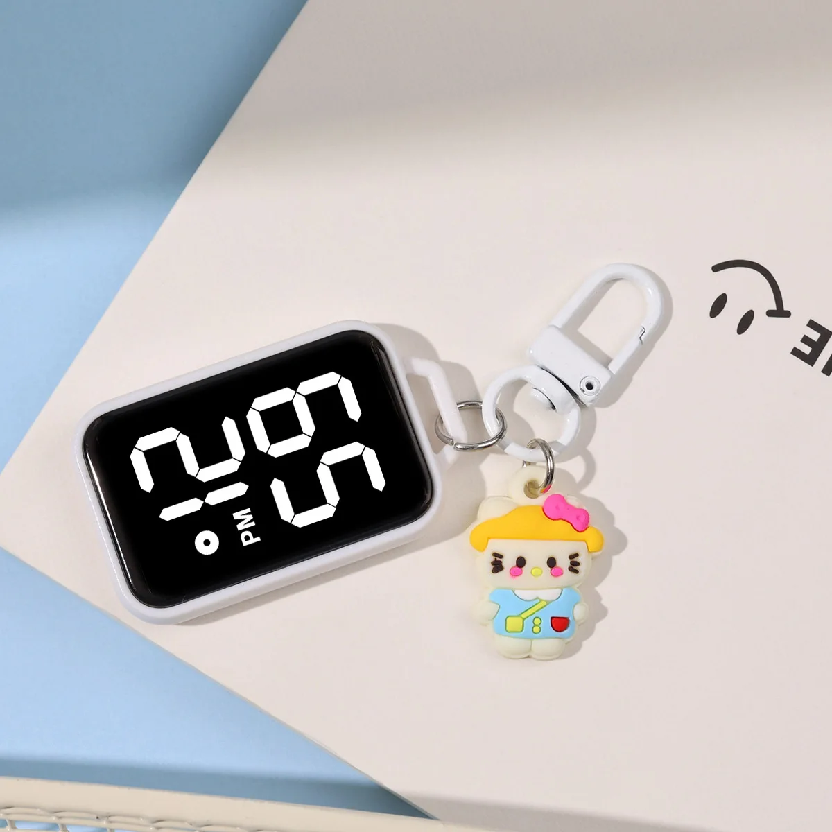 Square Large LED Electronic Watch Cartoon Pendant Small Hanging Watch Touch Display Digital Pendant Watch