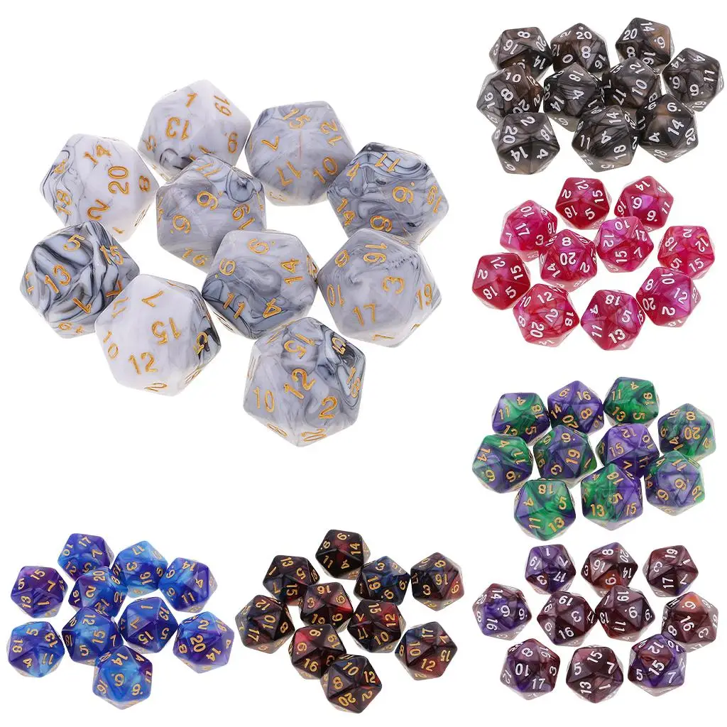 10 Pieces 20 Sided Dice D20 Polyhedral Dices Toys Gambling Lovers Gift Props