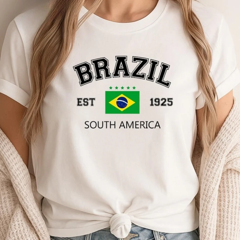 

Brazil Flag T-Shirt Brazilian Pride Digital Graphic Cricut Design Printable Shirt Patriotic South America Art Casual Cotton Tee
