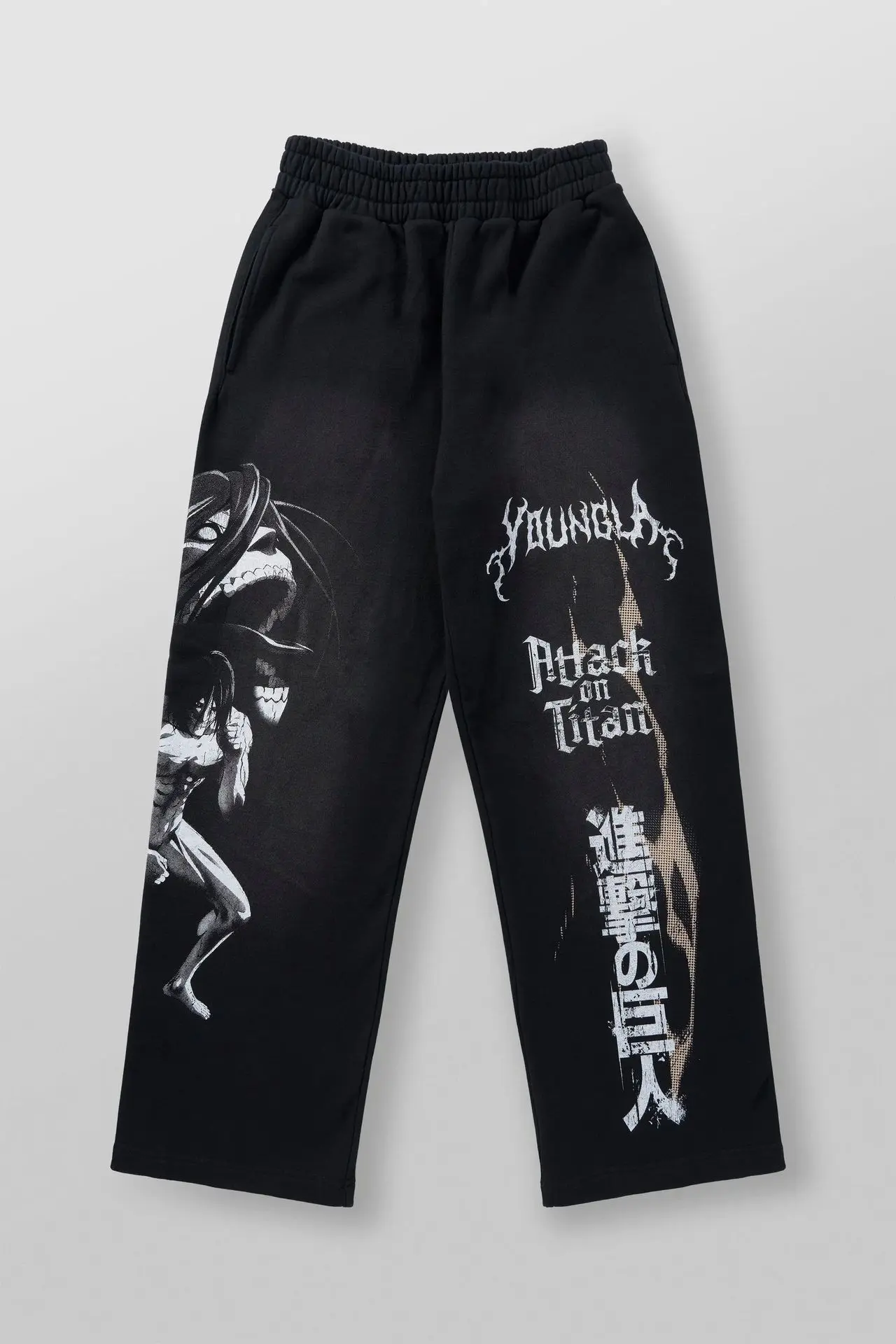 New American co branded anime Attack on Titan Runner cotton looped printed wide leg pants