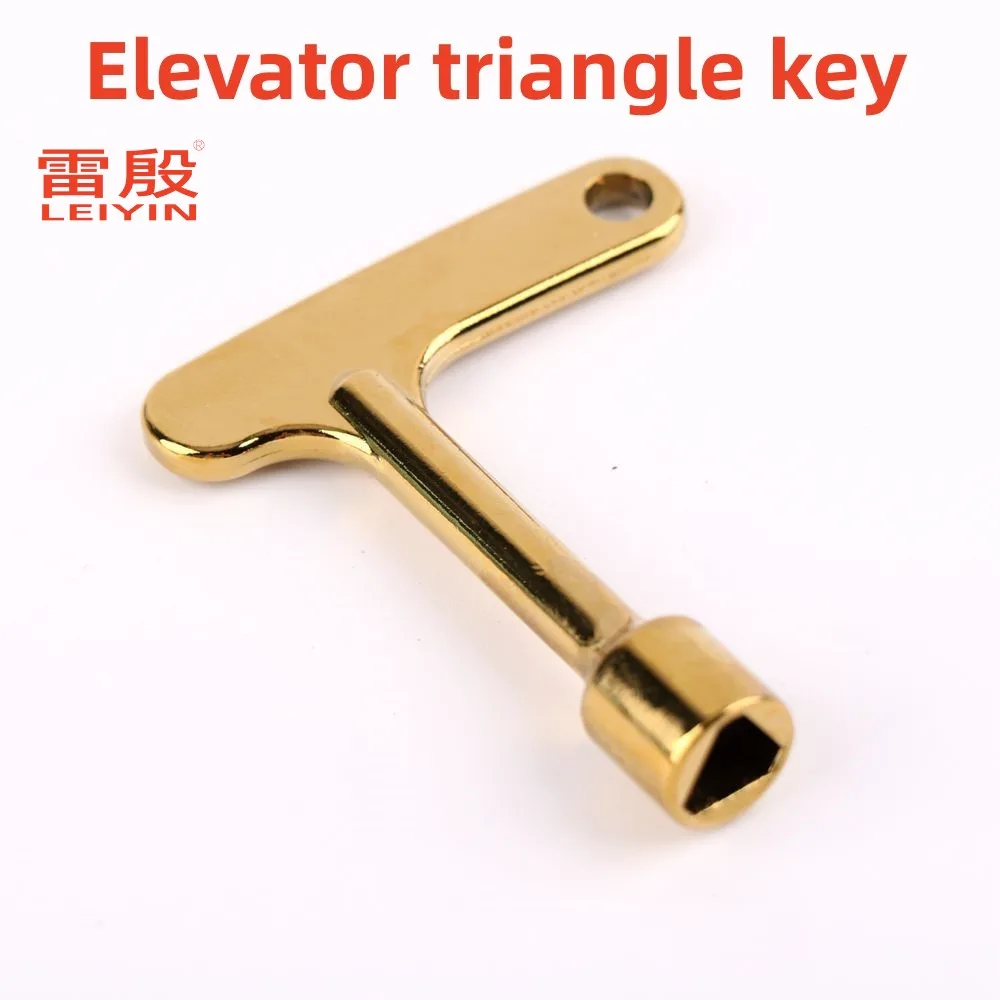 1pcs elevator door keys triangular key universal train key Zinc alloy material Electroplated Yellow Narrow handle