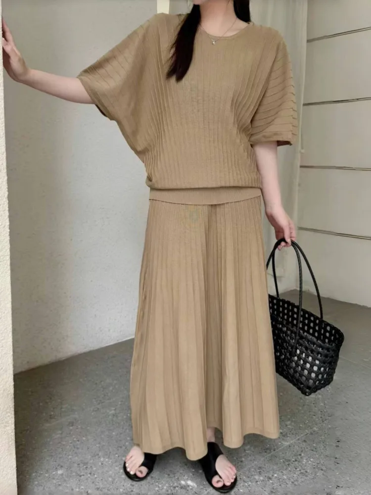 

2025 summer autumn new in matching sets Women Fashion loose knit tops long Skirt 2 piece sets woman outfit conjuntos femininos