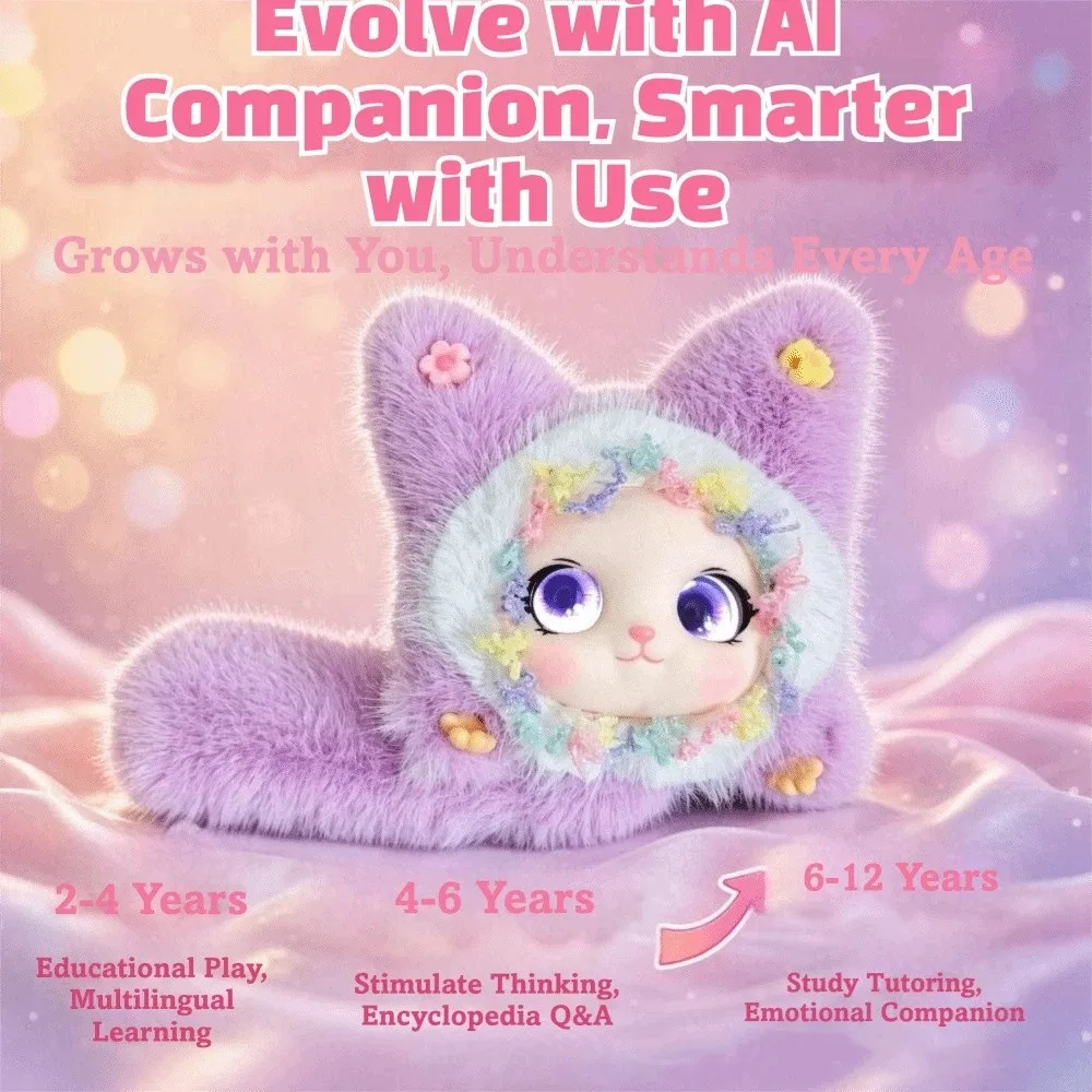 AI Continuous Dialogue AI Cat Plush Winking Interaction Intelligent Voice Communication AI Cat Spirit Pendant Relaxing Chat