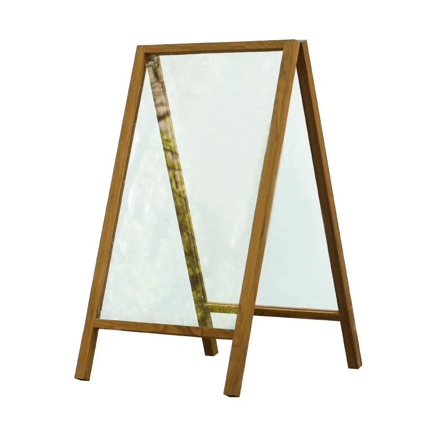 Advertising stand Teak double-sided display  Vertical floor poster  bracket Glass billboard solid wood