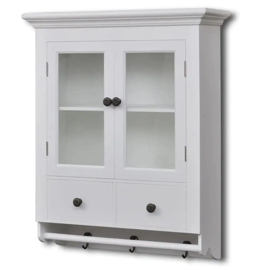 vidaXL Panneau mural de cuisine avec porte en verre Bois blanc